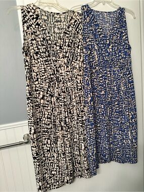 2-Charter Club Blue&White & Tan& White Dresses